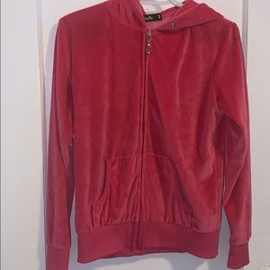 velvet pink zip up hoodie